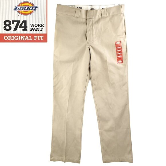 Dickies 874 Work Pants Flex Original Fit Khaki Beige Men's 32x32 NWT - Picture 1 of 9
